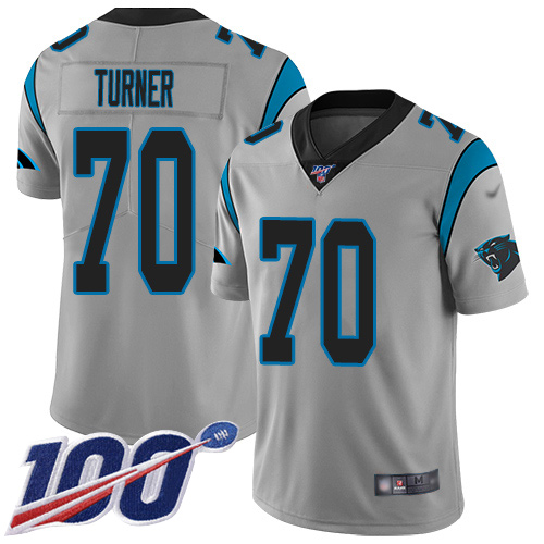 Carolina Panthers Limited Silver Youth Trai Turner Jersey NFL Football #70 100th Season Inverted Legend->carolina panthers->NFL Jersey